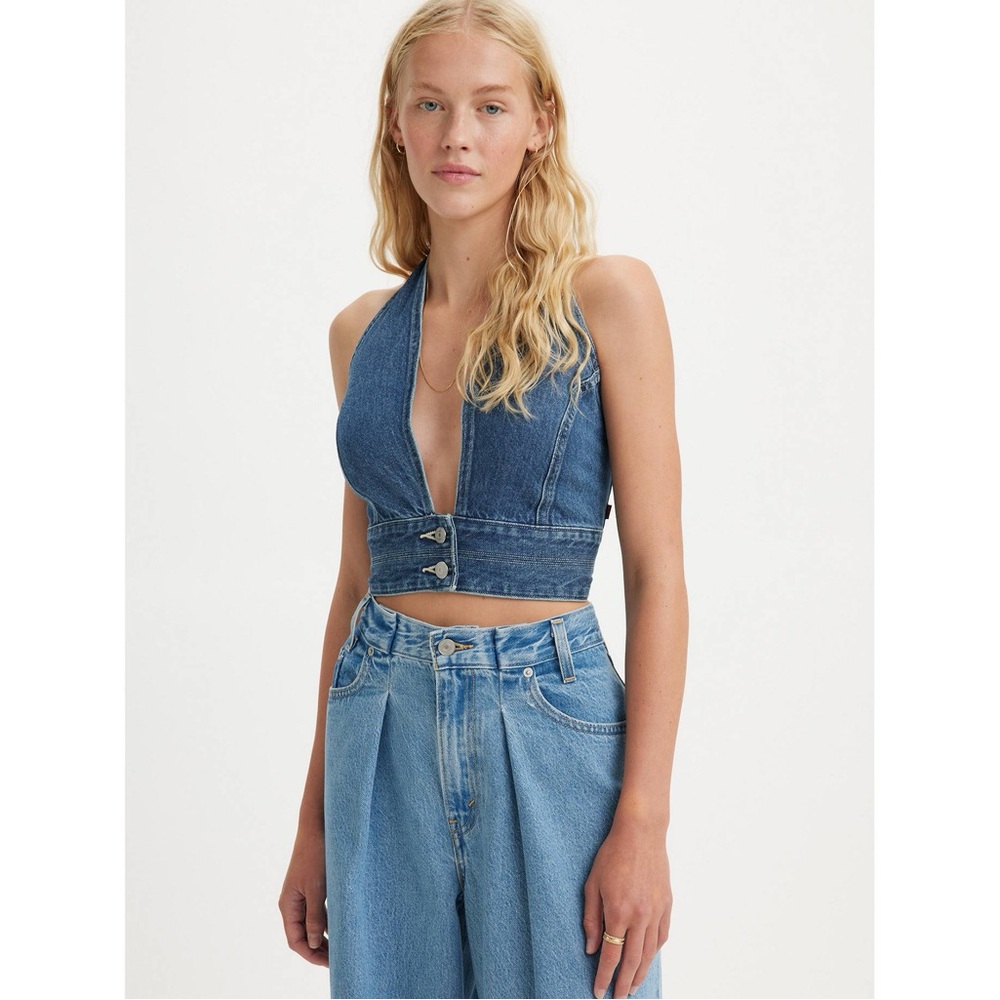 Levi's Blue Denim Halter Tank Top